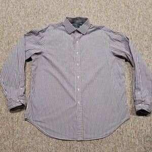 Polo Ralph Lauren Shirt Men 17.5 / 36 Purple Striped Classic Fit Regent Business
